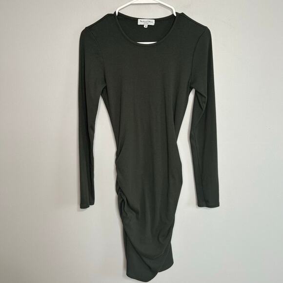Michael Stars Olive Green Jordan Mini Bodycon Long Sleeve Dress Size Medium - Picture 2 of 7
